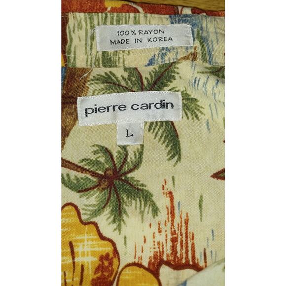 VTG Pierre Cardin Floral Cabana Shirt Men's L Tropical Pattern Hawaiian Beach - Picture 5 of 5